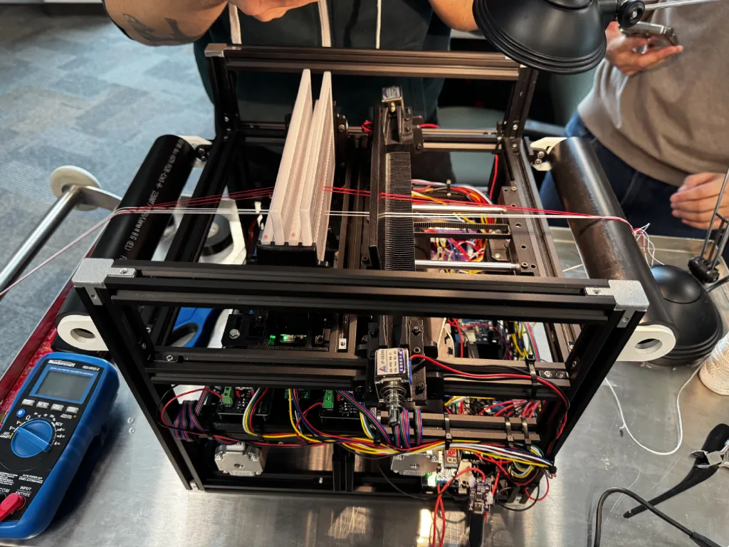 Assembled loom prototype on the workbench